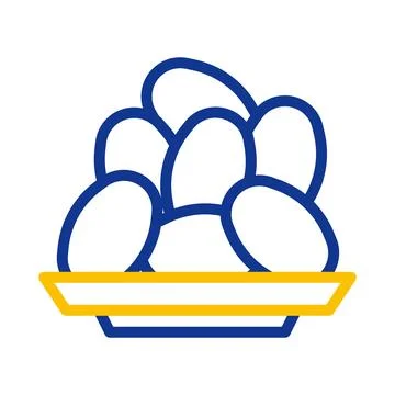 Kurma palm icon duocolor blue yellow style ramadan illustration vector elem.. Stock Illustration