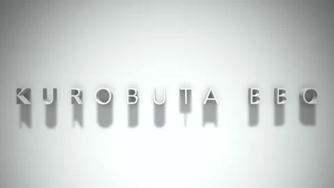 Kurobuta bbq 3D title animation white text on a white background Stock Footage 299645085