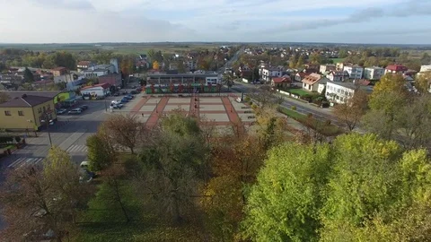 Kurów, square, aerial view Stock Footage 85288883