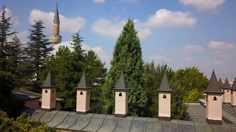 Kursunlu Mosque and Complex in ancient landmark downtown Odunpazari, Eskisehir Stock Footage 119898962