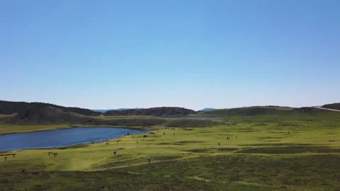 Kusasenrigahama volcanic plain inside Mount Aso caldera in Kumamoto Japan. Stock-Footage 336069811