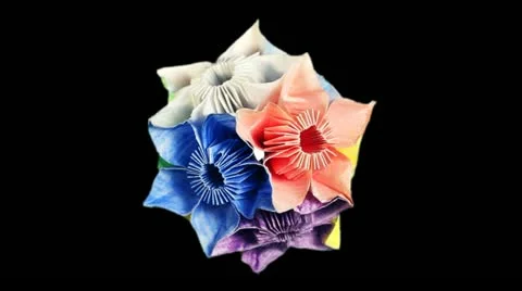 Kusudama Black Background Stock Footage 11177656