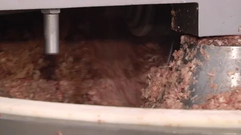 KUTTER FOR MEAT. Fine grinding of soft meat raw materials. Stock Footage 99490359