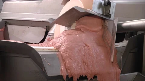 KUTTER FOR MEAT.  Fine grinding of soft meat raw materials Video stock 99490537