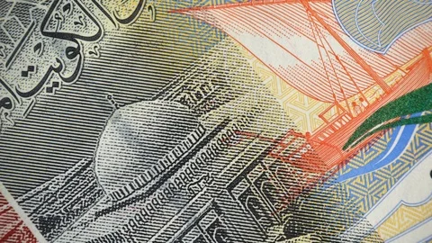 Kuwait 1 dinar (2014) banknote rotating, Kuwaiti money close up Stock-Footage 99498616