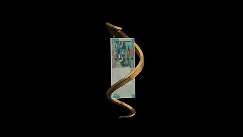 Kuwait 1 Dinar Currency Note with Golden Up Arrow Indicating Financial Growth Stock Footage 316961137