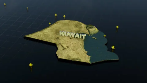 Kuwait 3D Map With Animation Stock Footage 307525126