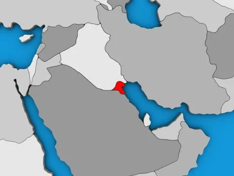Kuwait on 3D map Stock Illustration