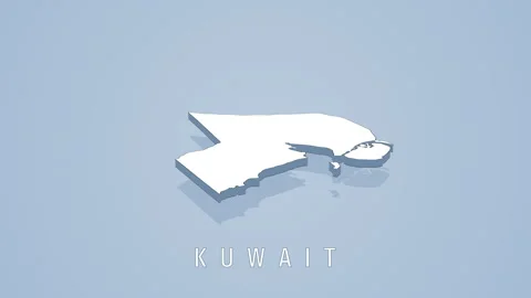 Kuwait 3d map rotating in a minimalistic animation Stock Footage 329685466