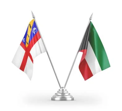 Kuwait and Herm table flags isolated on white 3D rendering Stock Illustration