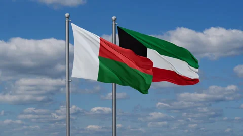 Kuwait and Madagascar two flags Stock-Footage 287683683