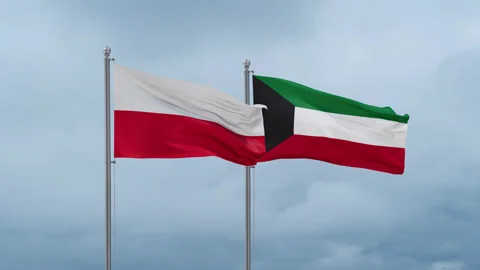 Kuwait and Poland flag Stock Footage 252429557