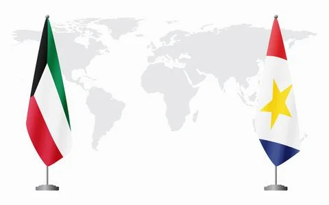 Kuwait and Saba flags for official meeting Illustration