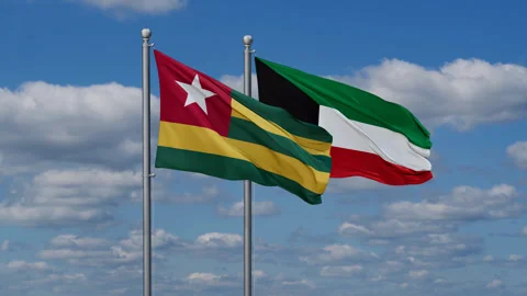 Kuwait and Togo two flags Vídeos de archivo 288166188