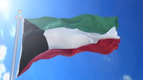Kuwait animated flag pack in 3D and isolated background Stock Footage 119929998