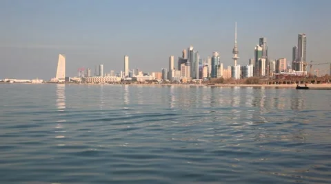 Kuwait City from the beach Stock Footage 45600886