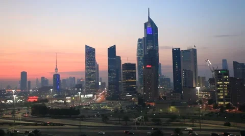 Kuwait City at dusk Stock-Footage 45484228