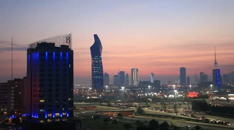 Kuwait City at dusk Видео 45484651