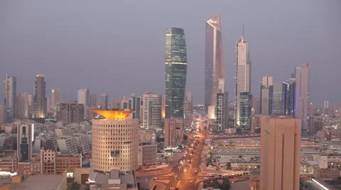 Kuwait City at dusk Stock Footage 45485054