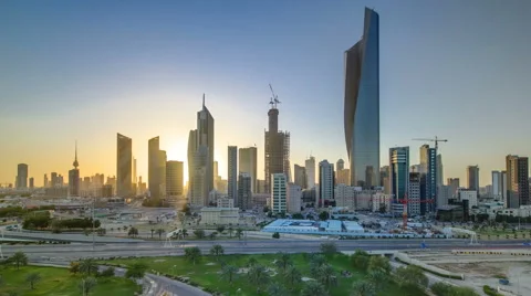 Kuwait cityscape during the sunset timelapse Stock Footage