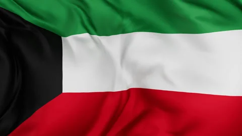Kuwait cloth flag background loop Stock Footage 310849755