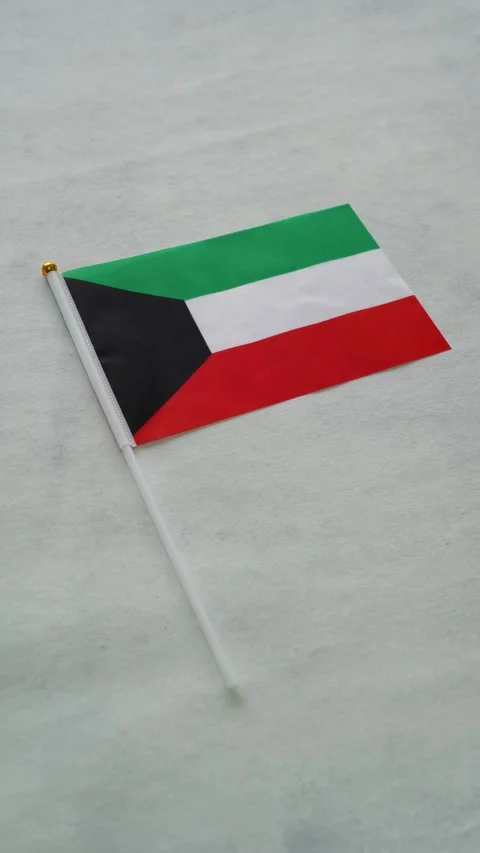 Kuwait country flag. Vertical shot. Kuwaiti flag with background. Stock Footage 344085145