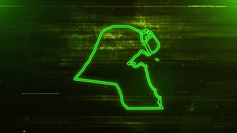 Kuwait Digital Futuristic Glitch Map Stock Footage 333604599
