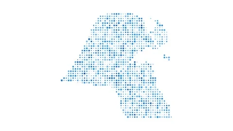 Kuwait dotted digital map. Map of Kuwait with pulsating colored circles. Shap... Video stock 231080370