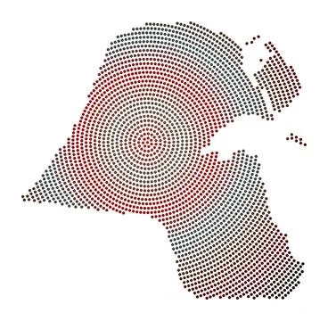 Kuwait dotted map. Digital style shape of Kuwait. Tech icon of the country .. Stock Illustration