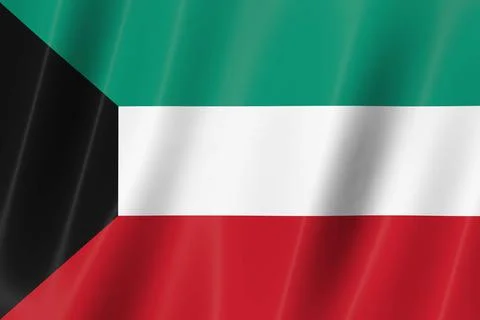 Kuwait flag, 3d flag, flag, 3d render,8k Stock Illustration
