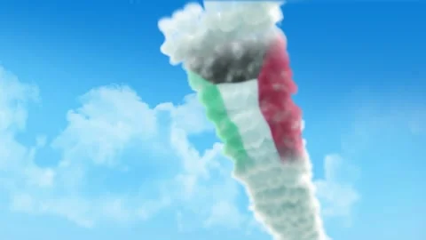 Kuwait Flag 3D Render Animation Created with Colored Smoke Trails by Aircraf 스톡 동영상 332308261