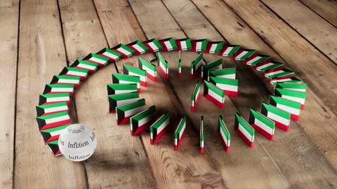 Kuwait Flag - Affected by Inflation Video stock 321611408