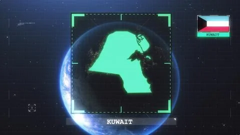 Kuwait Flag and Map Glitch HUD 4K Illustrazione stock
