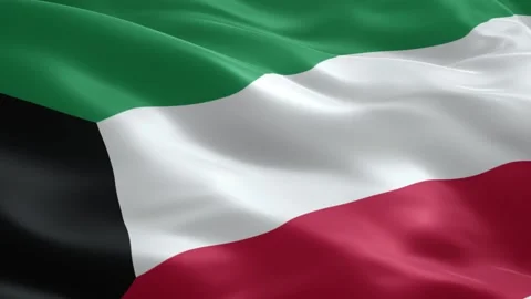 Kuwait Flag Animation Close Up Realistic Waving Fabric Texture Background Stock Footage 334628532