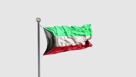 Kuwait Flag  Animation Loop Include Alpha 3D Rendering Video stock 283067272