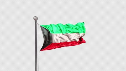 Kuwait Flag  Animation Loop Include Alpha 3D Rendering Stock-Footage 312076888