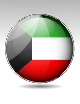 Kuwait flag button Stock Illustration