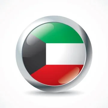 Kuwait flag button Stock Illustration
