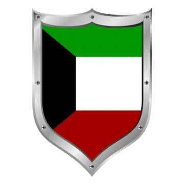Kuwait flag button. Illustrazione stock