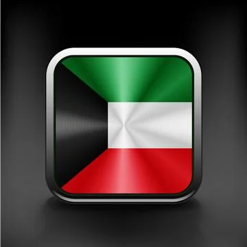 Kuwait flag button kuwait icon button Stock Illustration