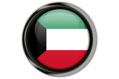 Kuwait  flag in the button pin Isolated on White Background 写真素材