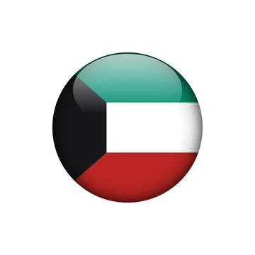 Kuwait Flag Circle Button Vector Template Stock Illustration