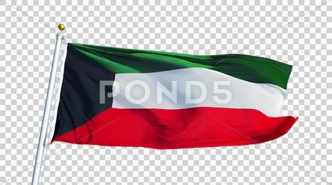 Kuwait flag, close up, isolated with alpha channel Stock Photos