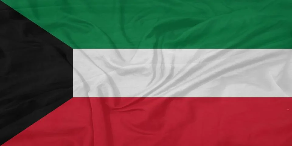 Kuwait Flag cloth wind ripple Stock Photos