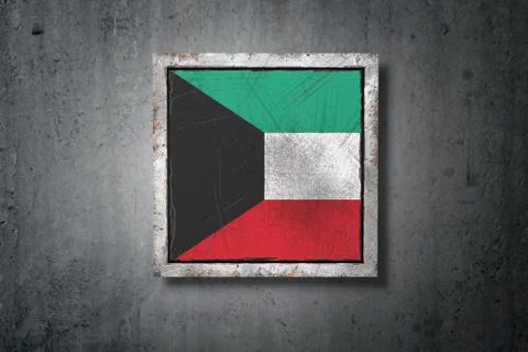 Kuwait flag in concrete wall Stock Illustration