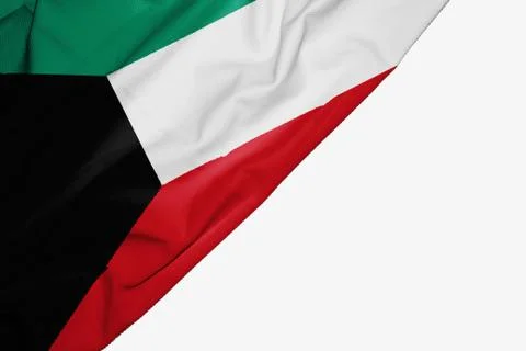 Kuwait flag of fabric with copyspace for your text on white background. Stock Illustration
