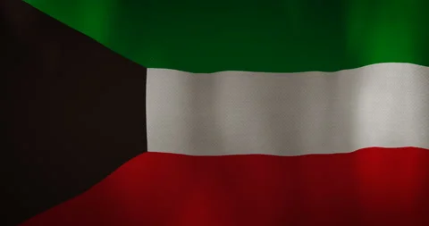 Kuwait flag fabric texture waving in the wind. Stock Footage 95562441