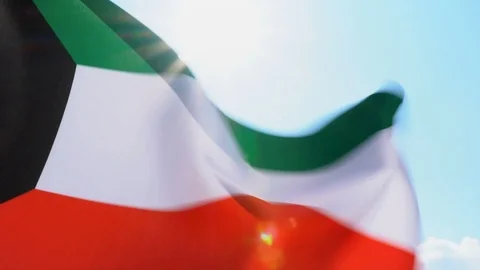 Kuwait Flag Flapping Video stock 118963358