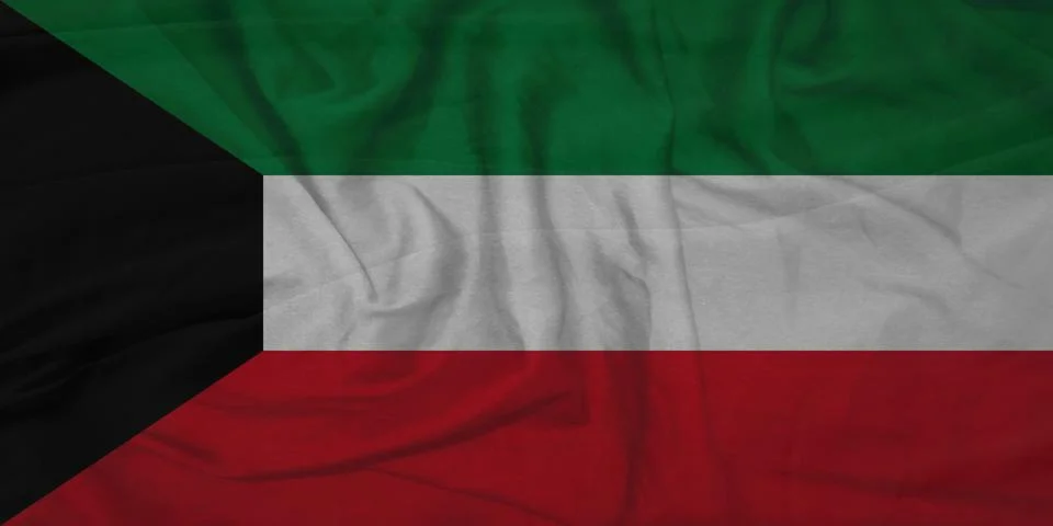 Kuwait   Flag floating in breeze Stock Photos