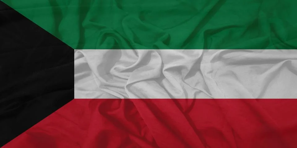 Kuwait  Flag floating wind wave Stock Photos